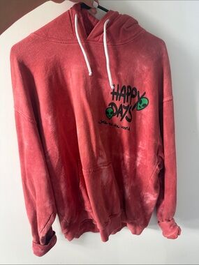Happy Days Red Tie-Dye Hoodie with Green Accent